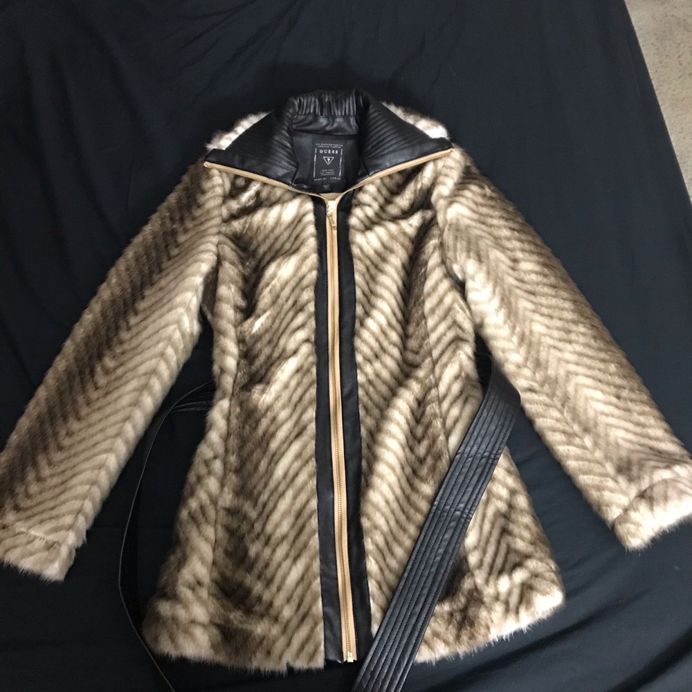 GUESS? Faux fur and leather coat Size XS